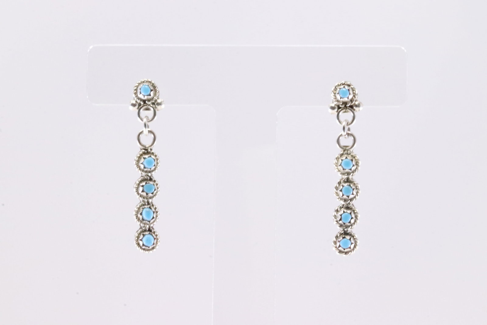 Native America Navajo Sterling Silver Turquoise Post / Dangling Earring's By B.N.: This is a Native America Navajo Sterling Silver Turquoise Post / Dangling Earring's By B.N.
