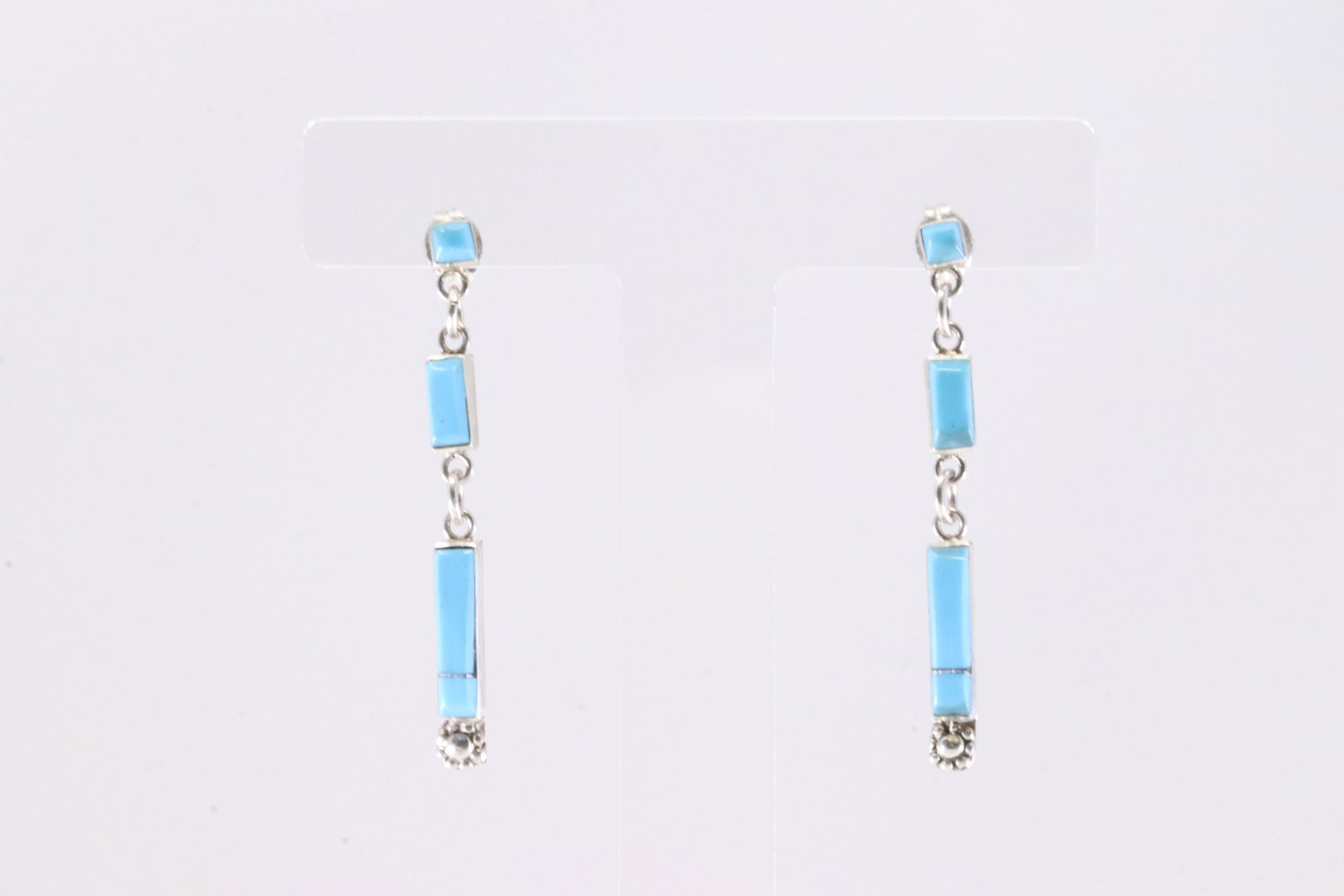 America Sterling Silver Turquoise Inlay Post / Dangling Earring's.: This is a America Sterling Silver Turquoise Inlay Post / Dangling Earring's.