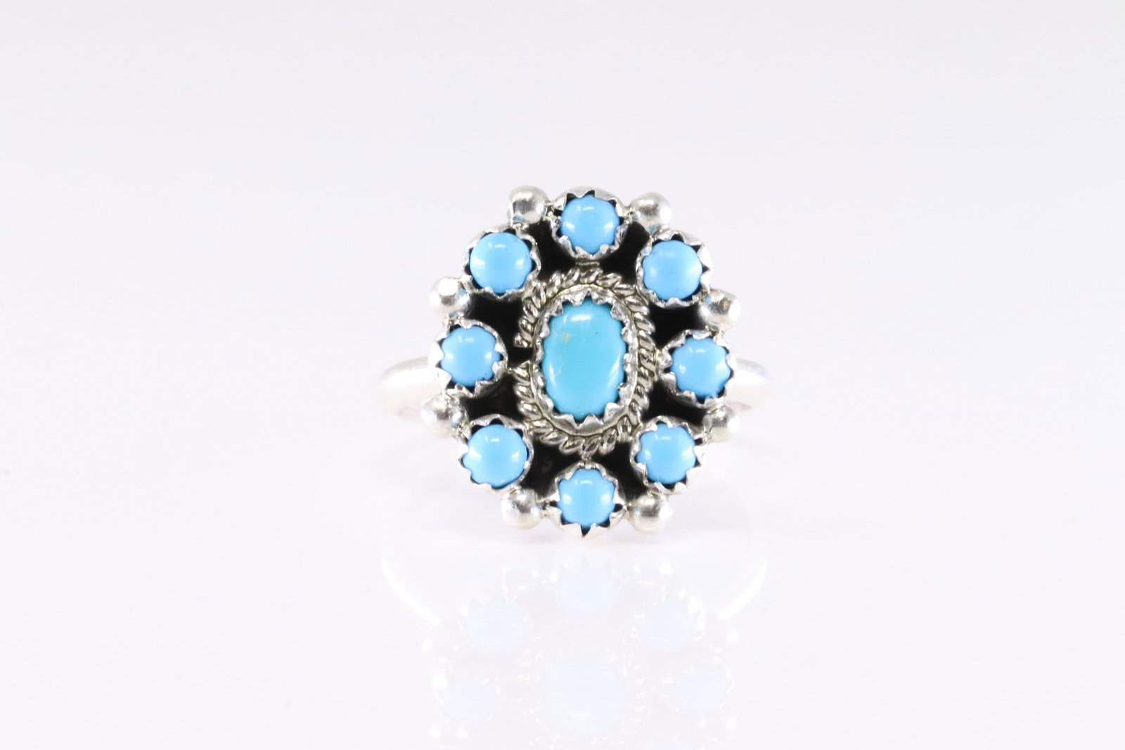 Native America Navajo Sterling Silver Turquoise Ring By N.K.: This is a Native America Navajo Sterling Silver Turquoise Ring By N.K. Ring size: 6.75.