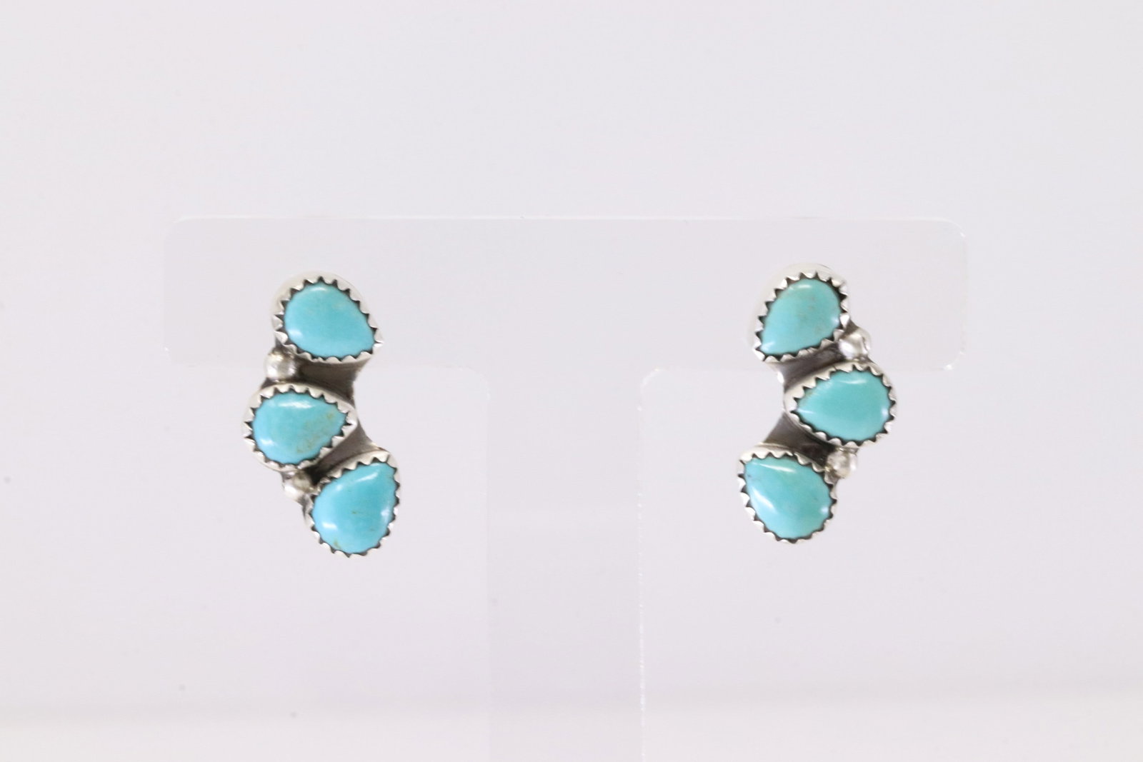 Native America Navajo Sterling Silver Turquoise Post Earring's By B. (1 of 4)