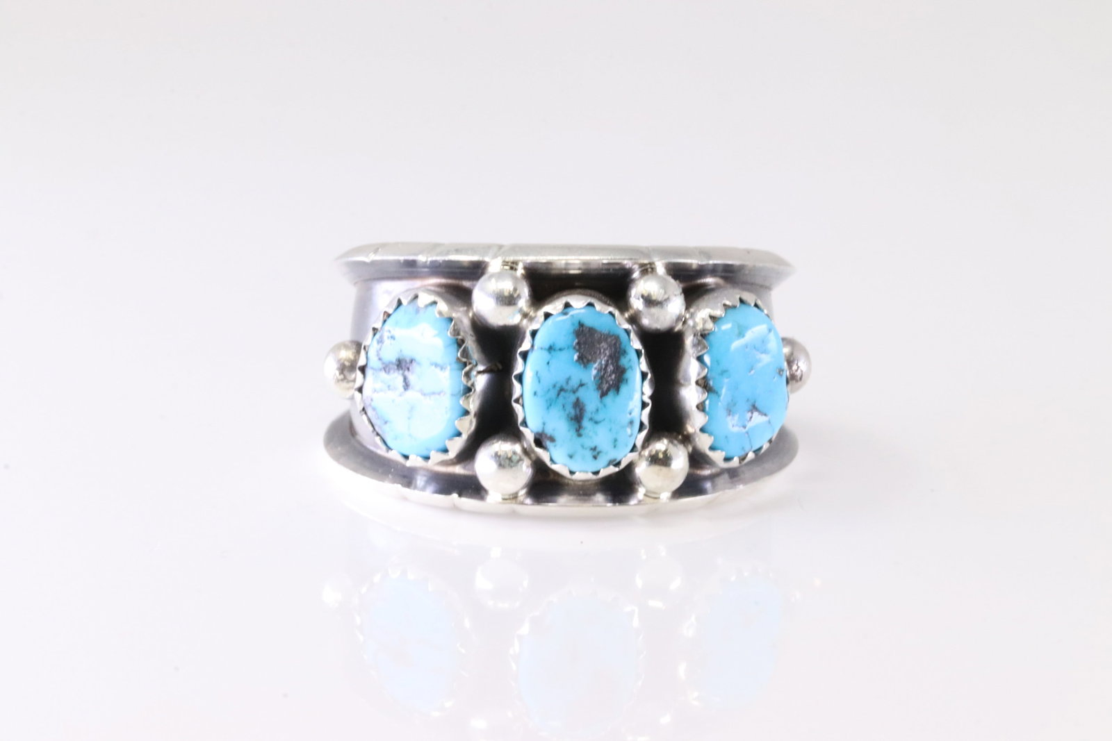 Native America Navajo Sterling Silver Turquoise Ring By RC. (1 of 4)
