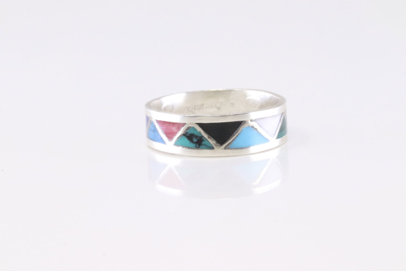Native America Navajo Sterling Silver Multi-Color Stone Inlay Ring By R. (1 of 3)
