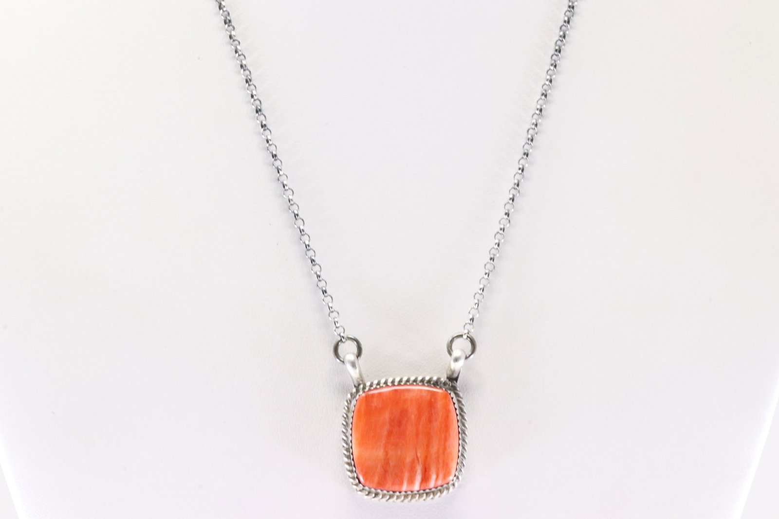 Native America Navajo Sterling Silver Spiny Oyster Necklace By Trish Largo. (1 of 4)