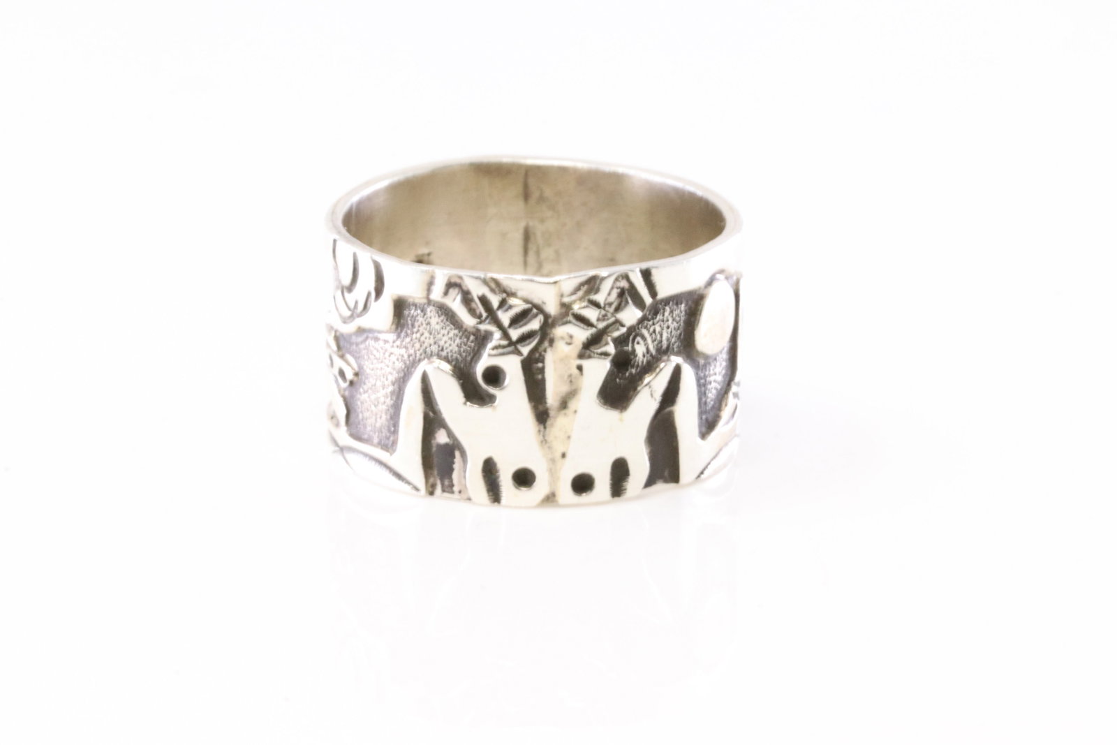Native America Navajo Sterling Silver Story Teller Horse Ring By Lloyd Becenti. (1 of 3)
