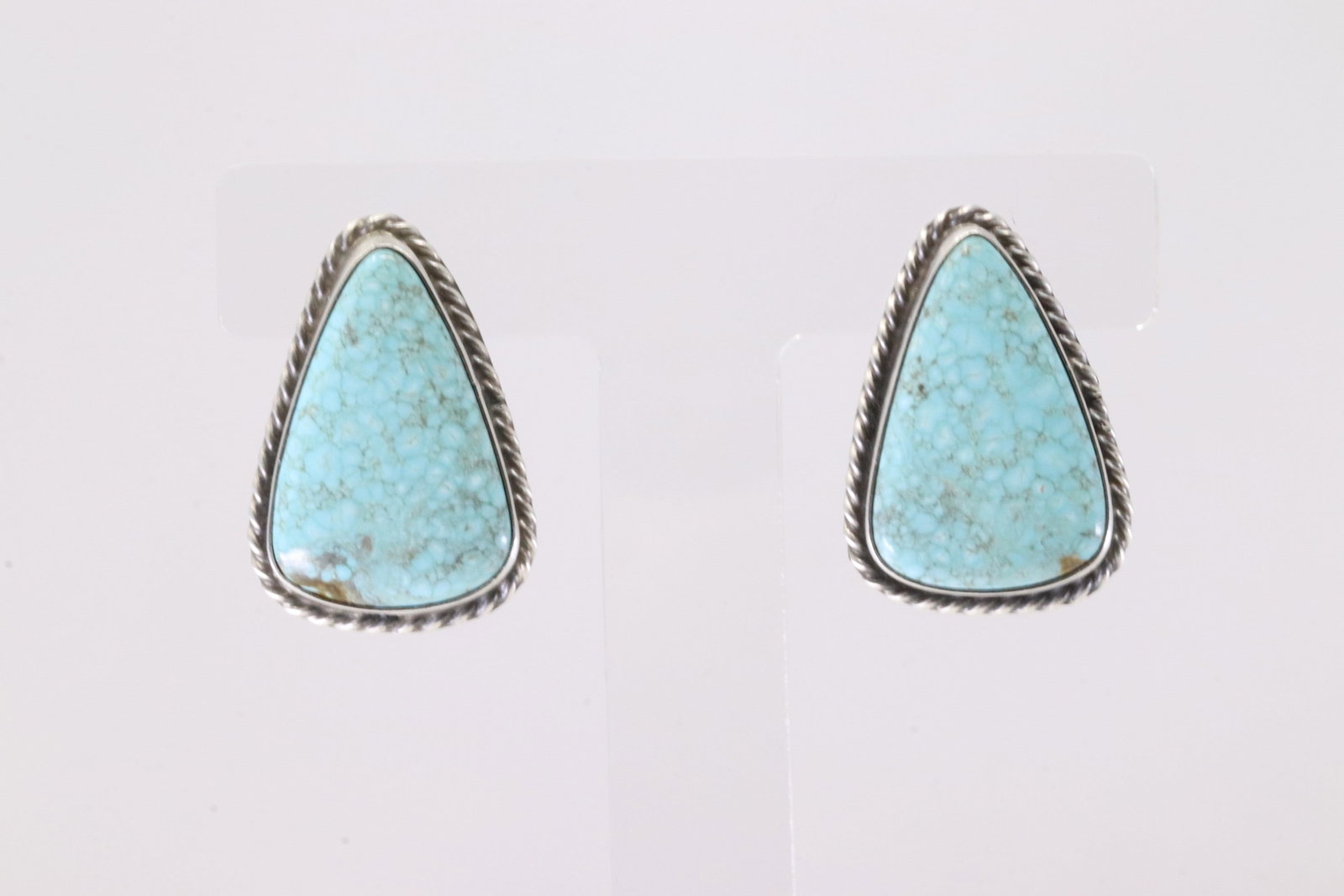 Native America Navajo Sterling Silver Turquoise Post Earring's By Chasitty Belone.: This is a Native America Navajo Sterling Silver Turquoise Post Earring's By Chasitty Belone. Stamp C. Belone.