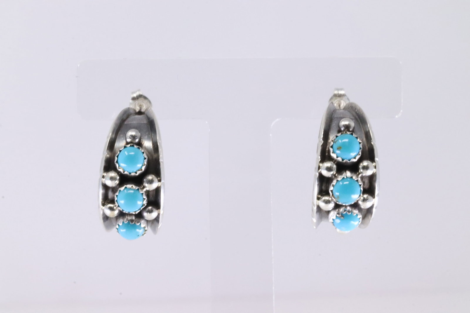 Native America Navajo Sterling Silver Turquoise Post Earring's By RC. (1 of 4)