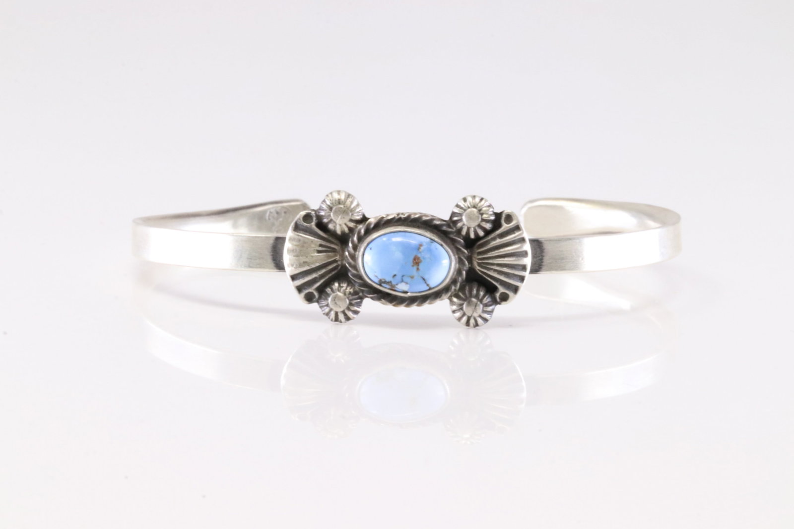 Native America Navajo Sterling Silver Golden Hill Turquoise Bracelet Cuff By Genevieve Francisco. (1 of 4)