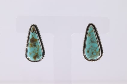 Native America Navajo Sterling Silver Turquoise Post Earring's By C. Belone.