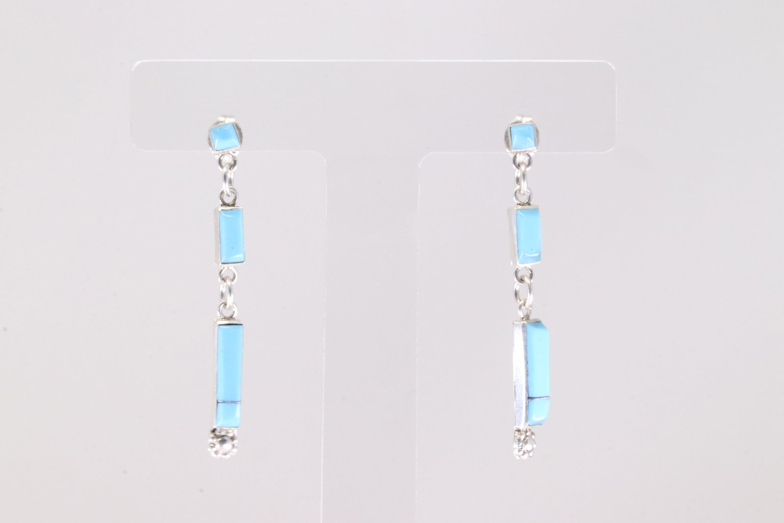 America Sterling Silver Turquoise Inlay Post / Dangling Earring's.: This is a America Sterling Silver Turquoise Inlay Post / Dangling Earring's.
