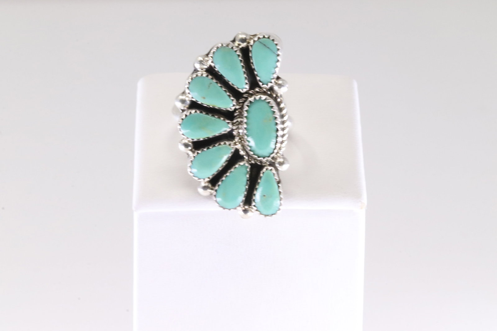 Native America Zuni Sterling Silver Turquoise Ring By AJW. (1 of 4)