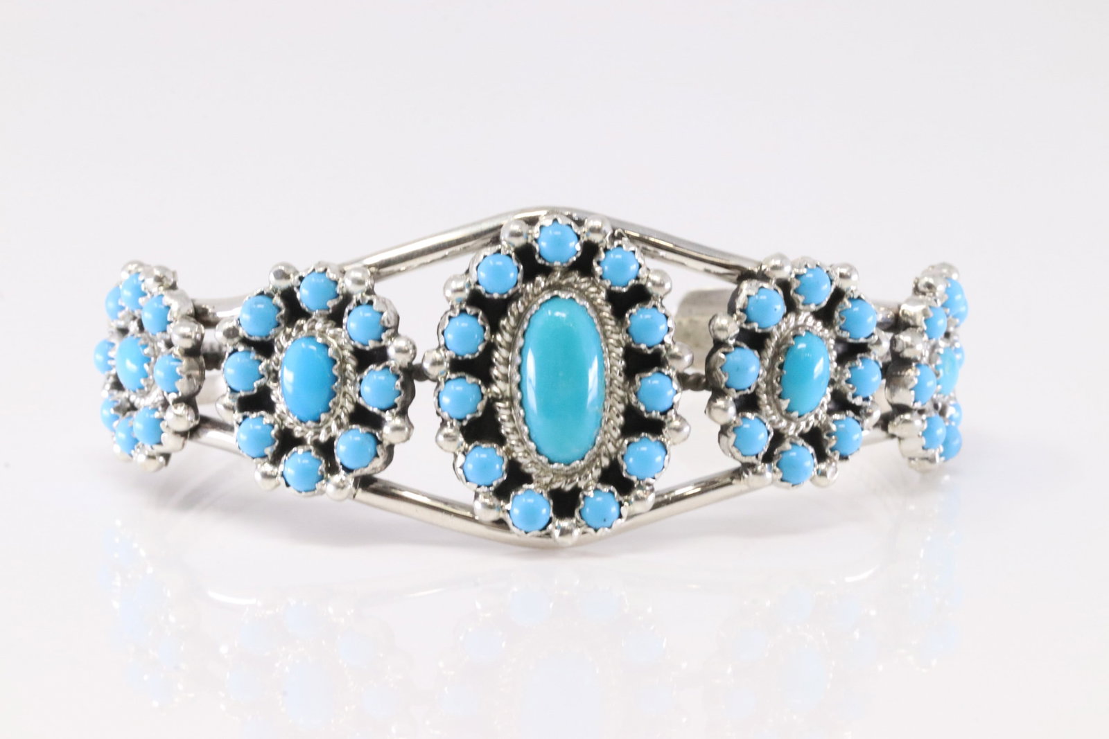 Native America Navajo Sterling Silver Turquoise Bracelet Cuff By NK. (1 of 4)