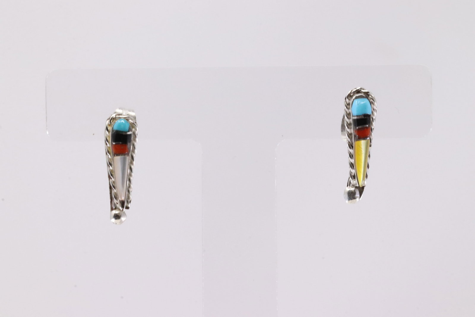 America Sterling Silver Multi-Color Stone Inlay Post Earring's.: This is a America Sterling Silver Multi-Color Stone Inlay Post Earring's.