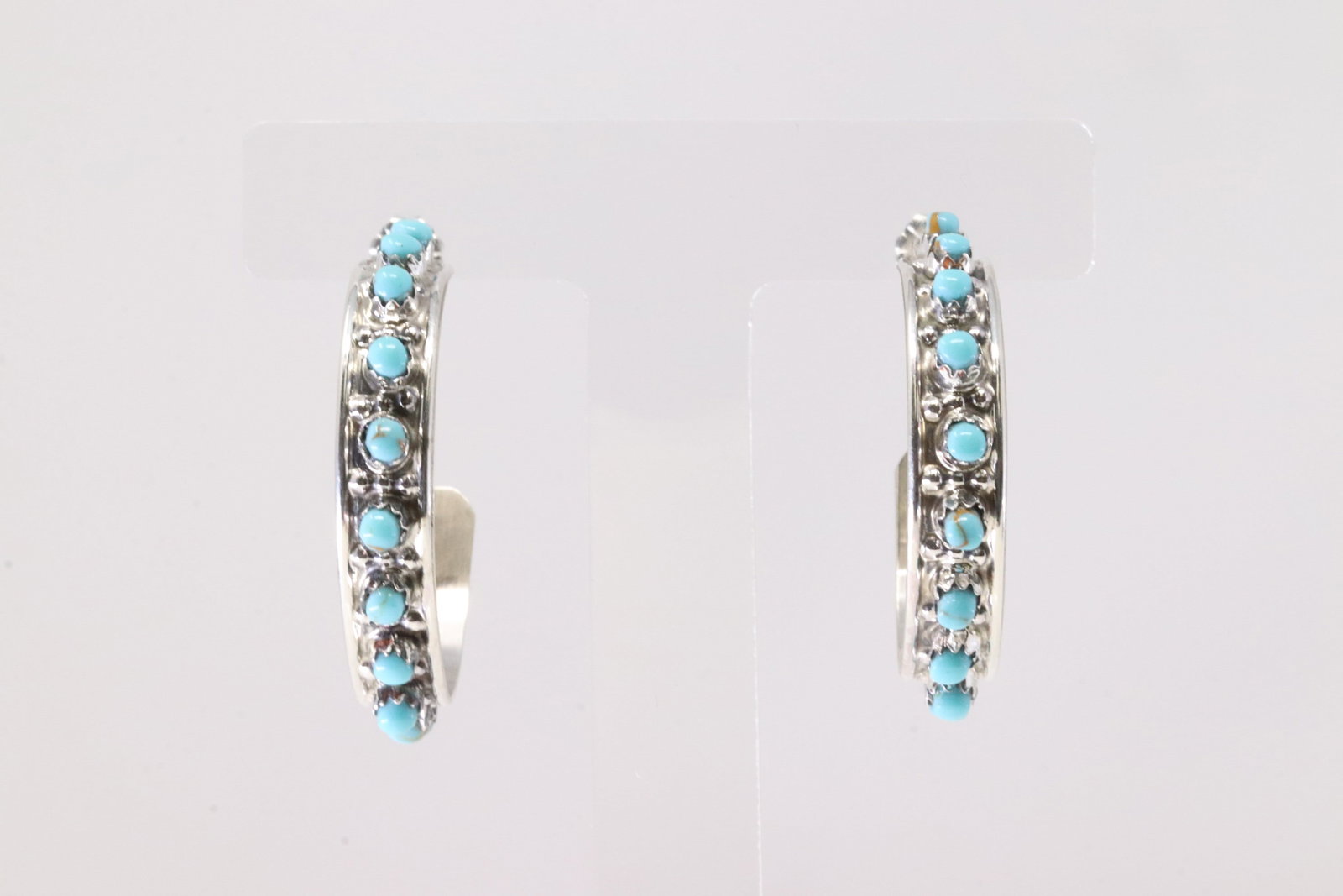 America Sterling Silver Turquoise Post Hoop Earring's.: This is a America Sterling Silver Turquoise Post Hoop Earring's.