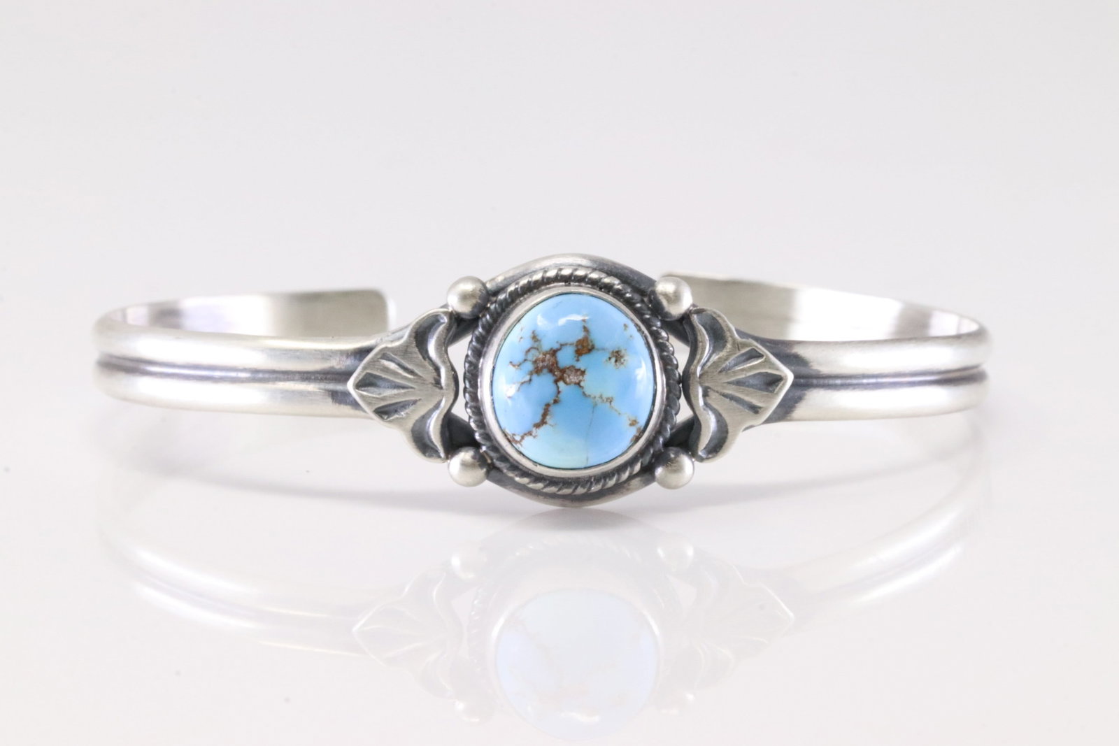Native America Navajo Sterling Silver Golden Hill Turquoise Bracelet Cuff By S.: This is a Native America Navajo Sterling Silver Golden Hill Turquoise Bracelet Cuff By S.