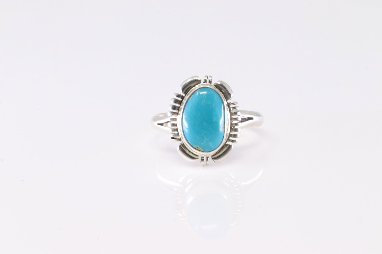 Native America Navajo Sterling Silver Turquoise Ring By N.J. (1 of 4)
