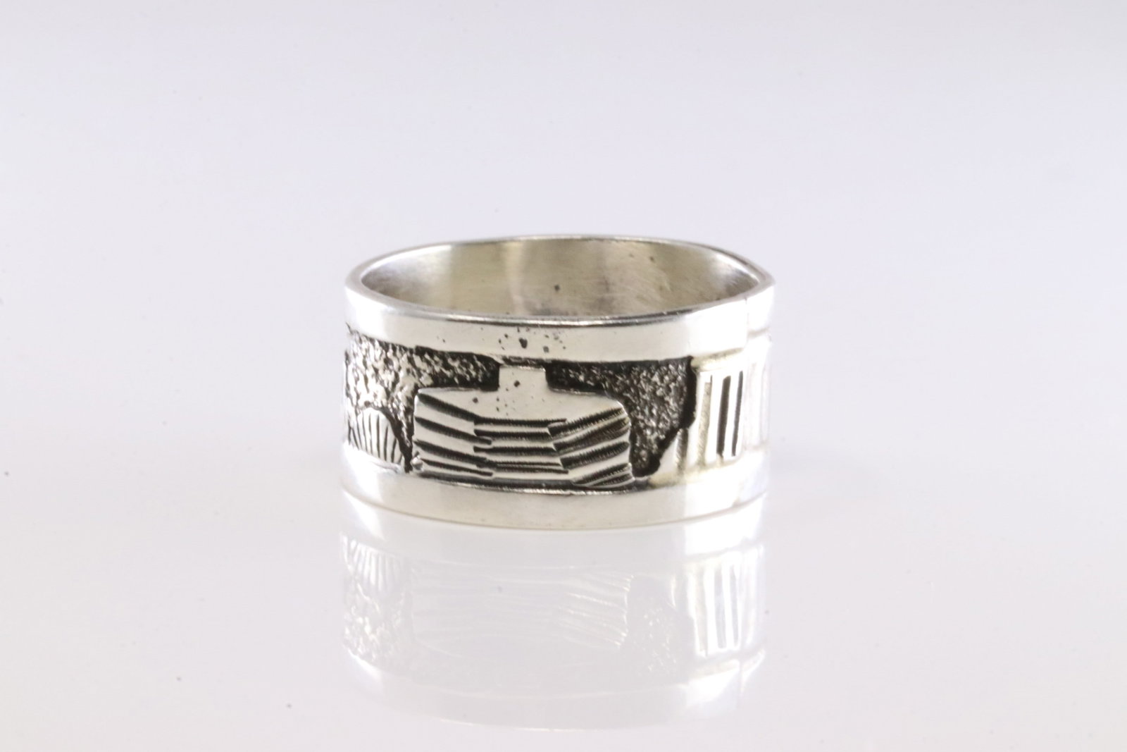 Native America Navajo Sterling Silver Story Teller Ring By B. (1 of 3)