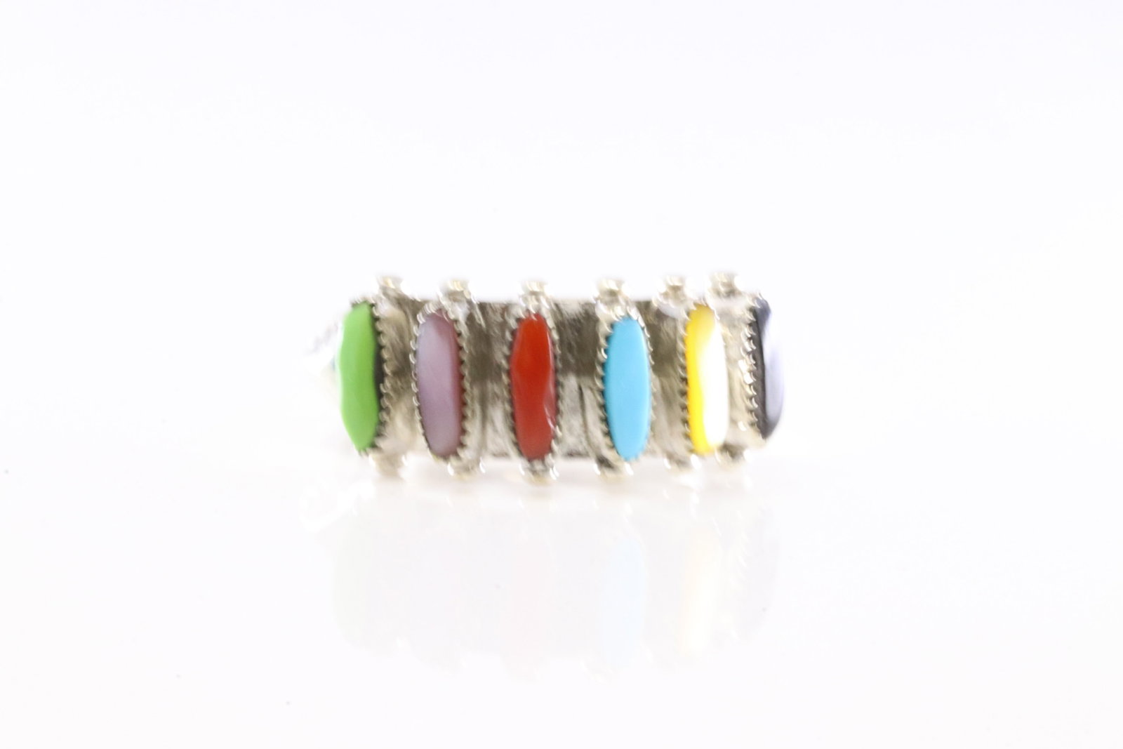 Native America Zuni Sterling Silver Multi-Color Stone Ring By Paloma. (1 of 4)