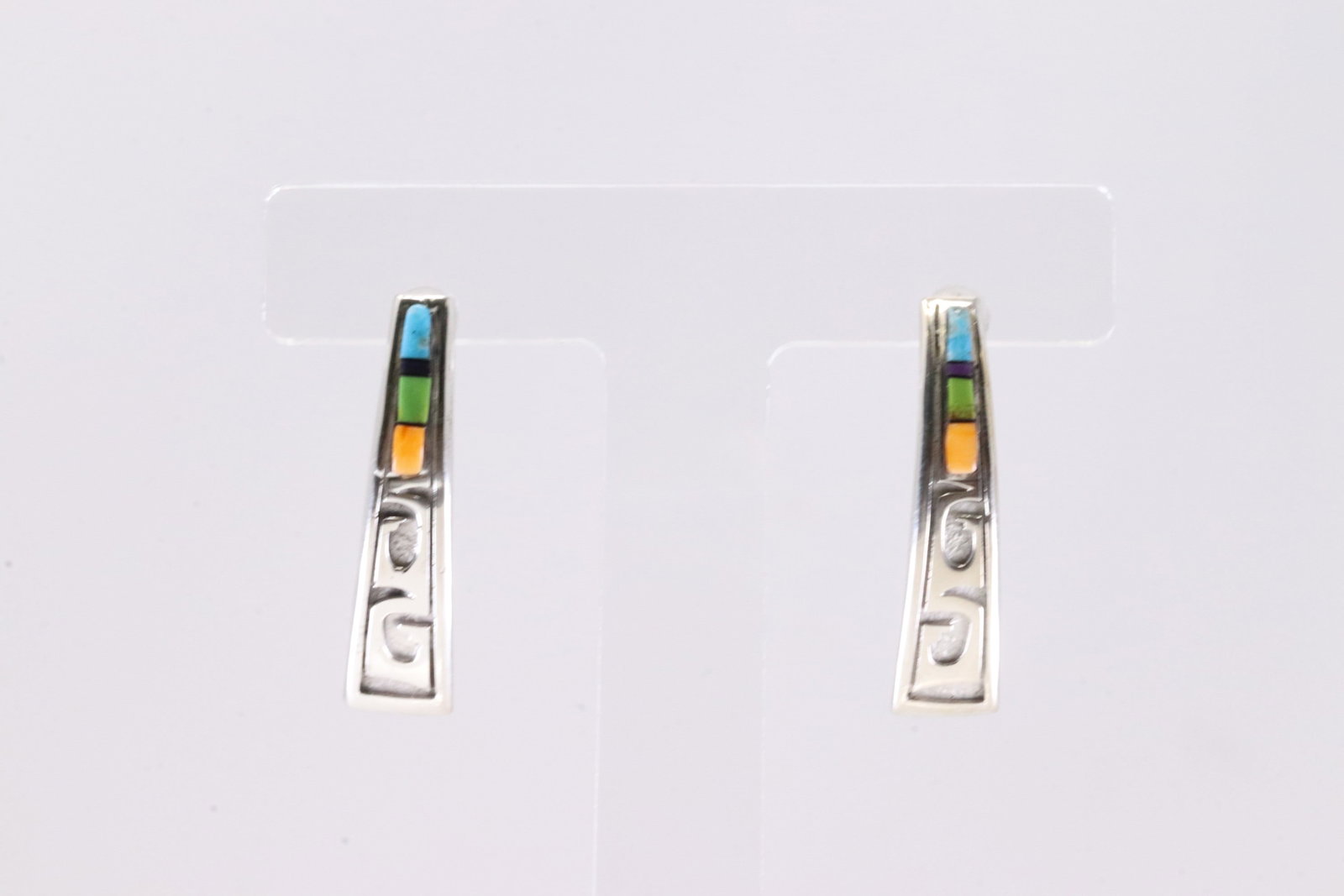 America Sterling Silver Multicolor Stone Post Earring's.