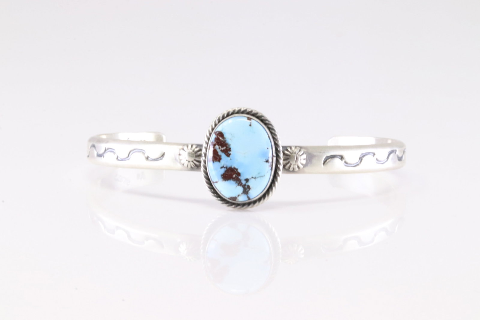 Native America Navajo Sterling Silver Golden Hill Turquoise Bracelet Cuff By Sam Yellowhair.: This is a Native America Navajo Sterling Silver Golden Hill Turquoise Bracelet Cuff By Sam Yellowhair. Stamp SY.