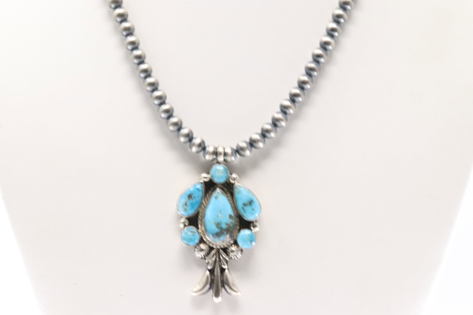 Native America Navajo Sterling Silver Turquoise Pendant By Bobby Platero With Machine Made Stearling (1 of 4)