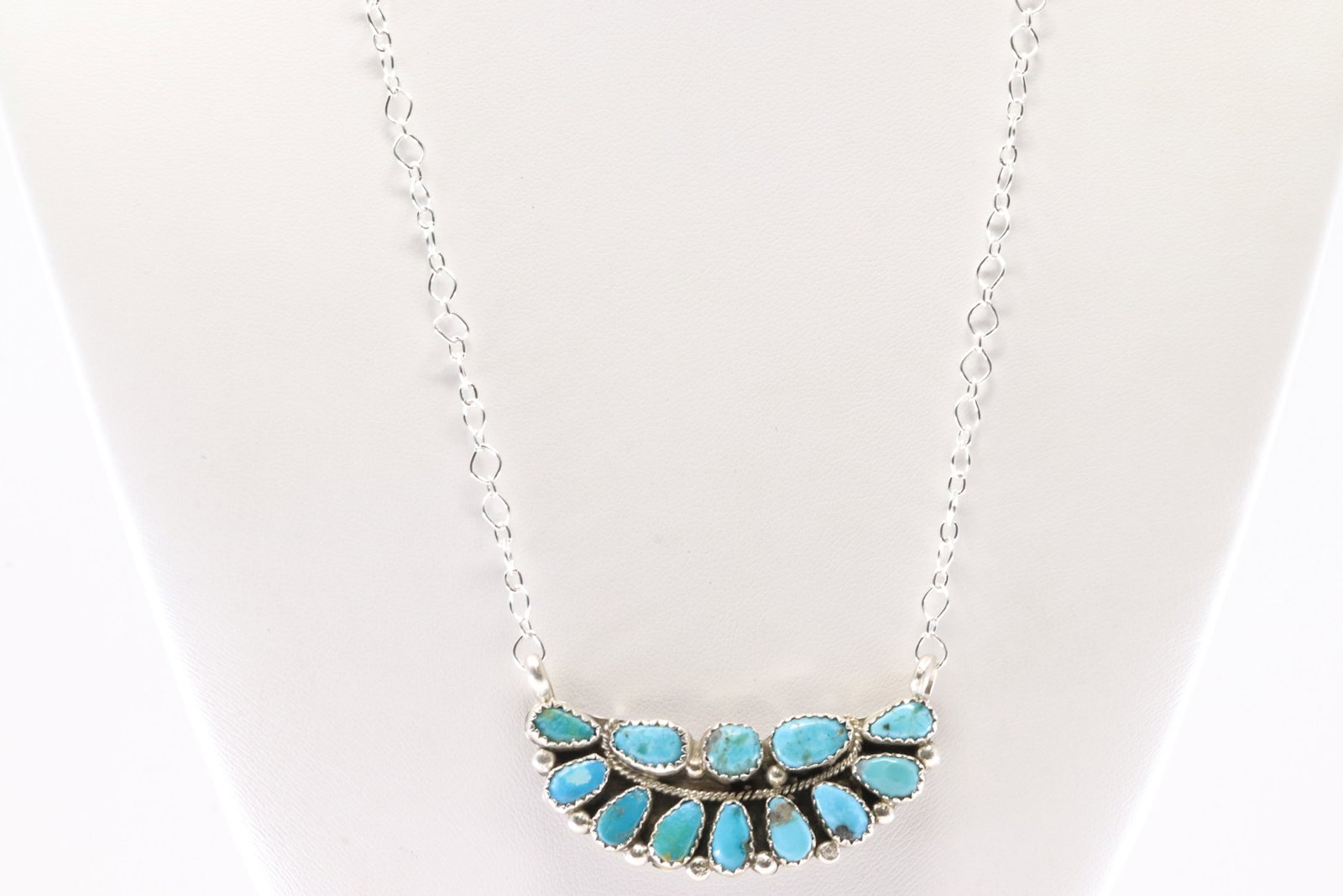 Native America Navajo Sterling Silver Turquoise Necklace By EJW. (1 of 4)