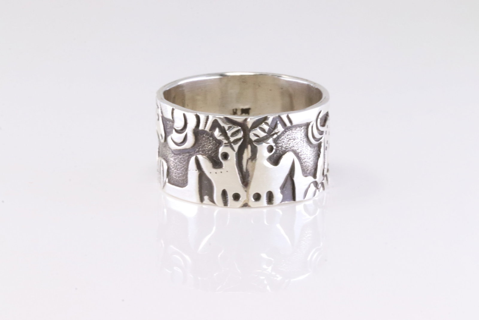 Native America Navajo Sterling Silver Horse Story Teller Ring By Lloyd Becenti. (1 of 4)