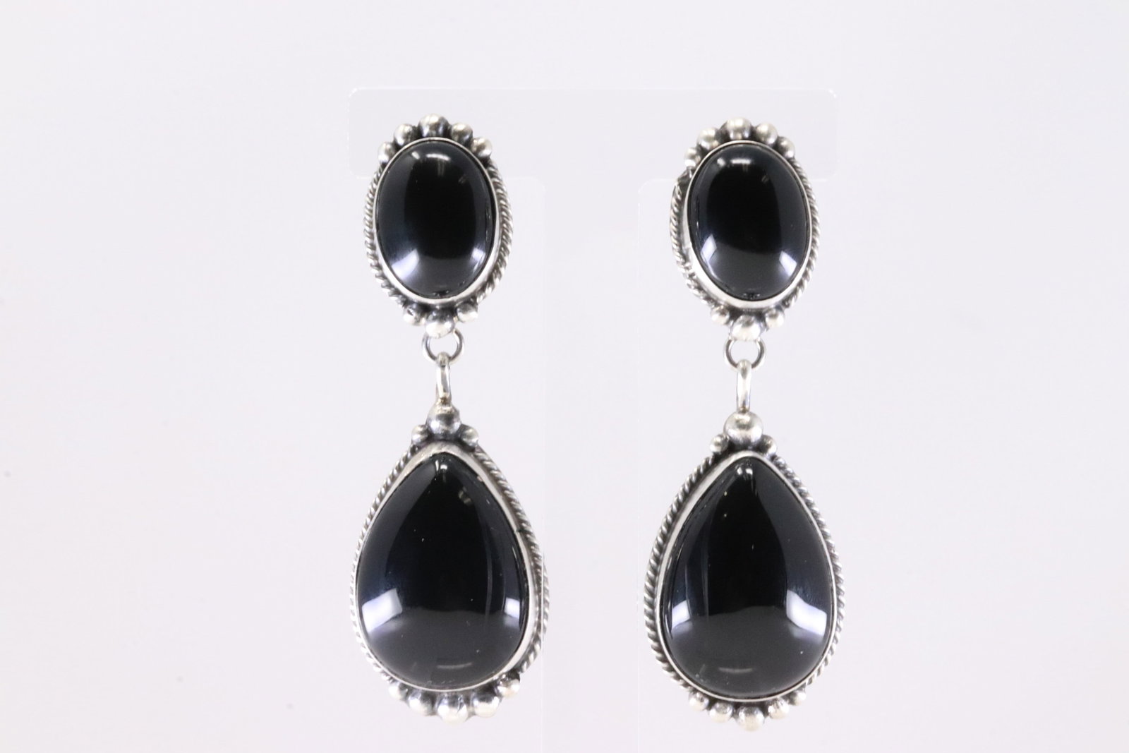 Native America Navajo Sterling Silver Black Onyx Post / Dangling Earring's By Elouise Kee. (1 of 4)