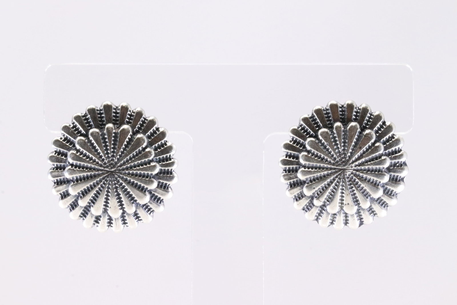 America Navajo Sterling Silver Solid / Flower Design Post Earring's.