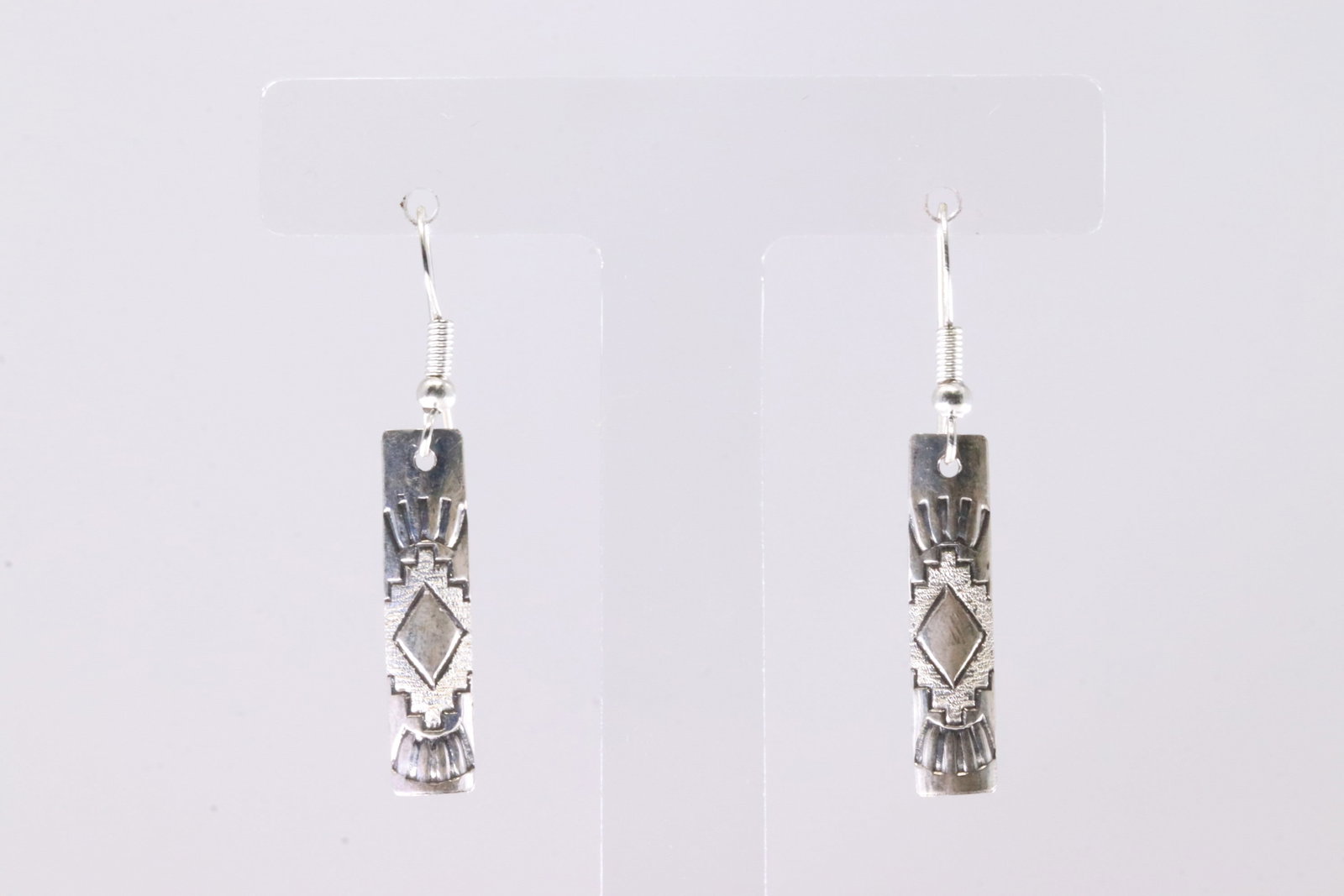 America Sterling Silver Solid Stamped Dangling Earring's. (1 of 3)