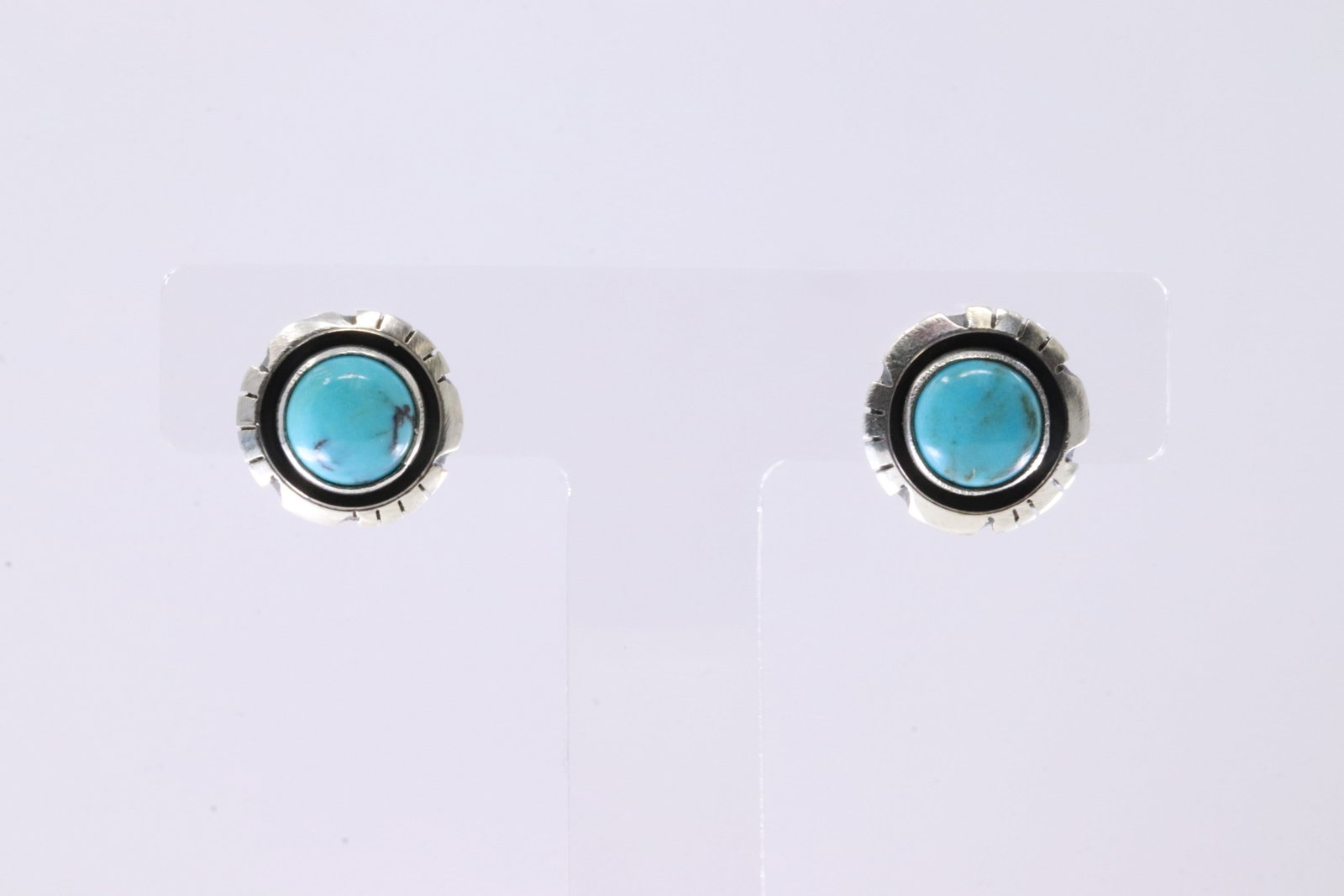 Native America Navajo Sterling Silver Turquoise Post Earring's By Amos Begay.: This is a Native America Navajo Sterling Silver Turquoise Post Earring's By Amos Begay. Stamp B.