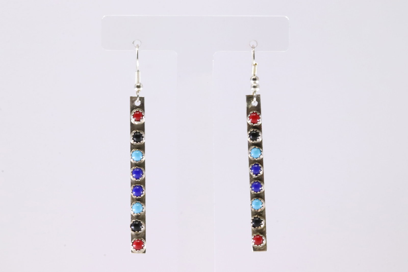 America Sterling Silver Multicolor Stone Dangling Earring's. (1 of 4)