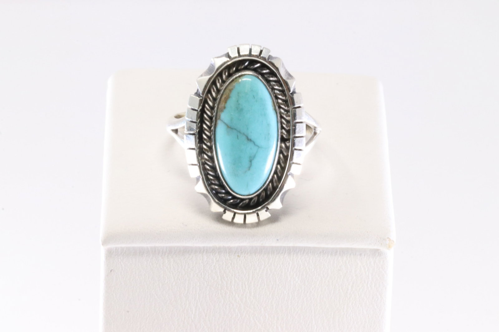 Native America Navajo Sterling Silver Turquoise Ring By Amos Begay. (1 of 4)