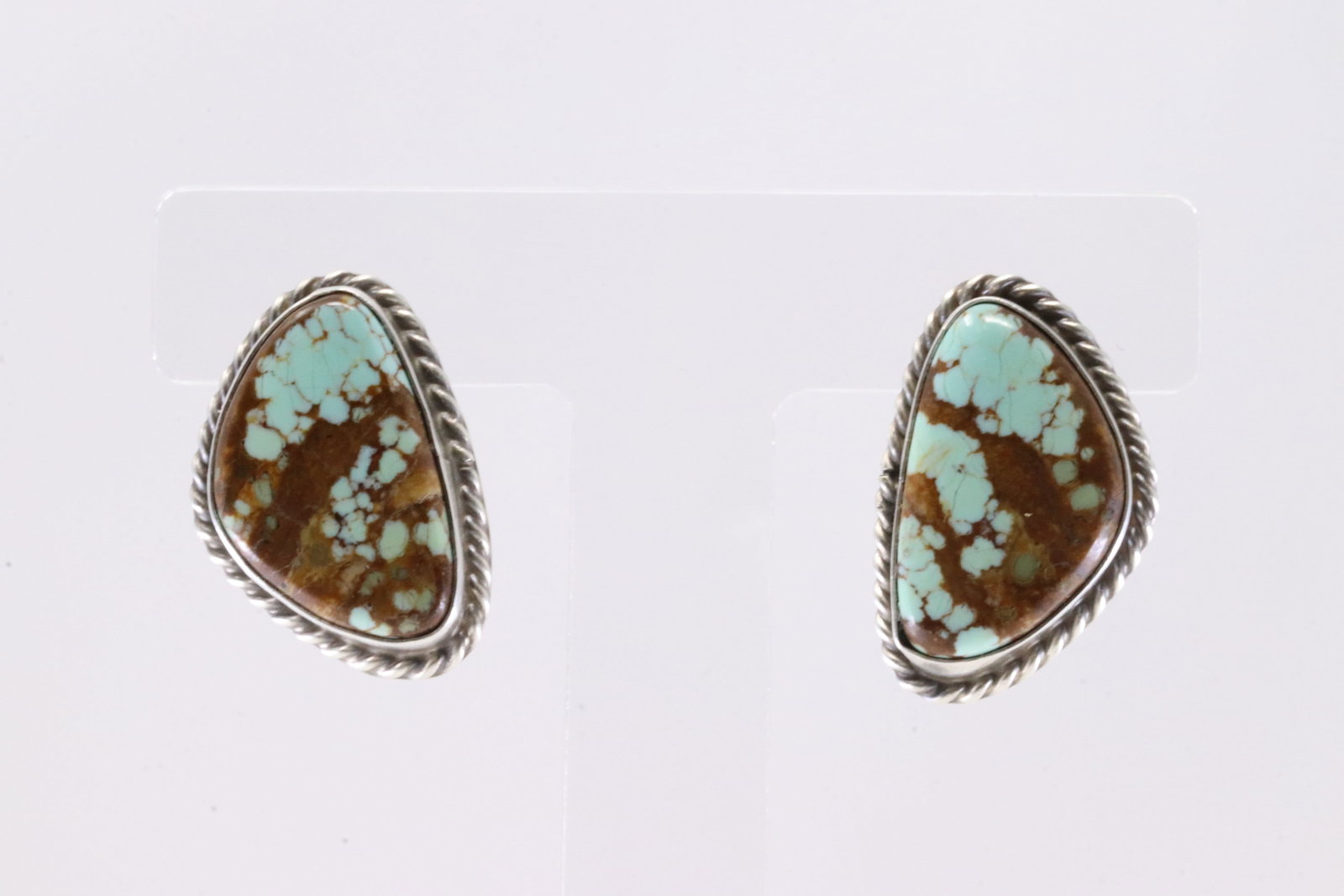 Native America Navajo Sterling Silver Kingman Turquoise Post Earring's By C.Belone. (1 of 4)