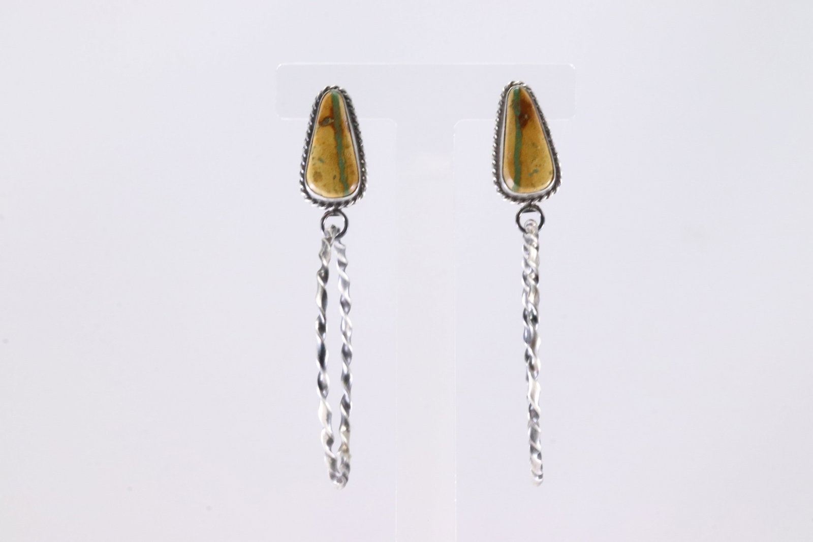 Native America Navajo Sterling Silver Boulder Turquoise Post Hoop Earring's By EK.: This is a Native America Navajo Sterling Silver Boulder Turquoise Post Hoop Earring's By EK. Stamp EK.