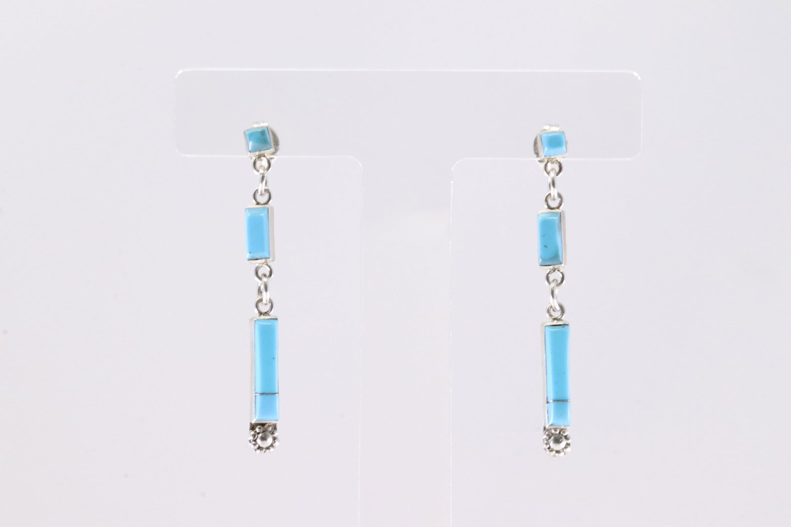 America Sterling Silver Turquoise Inlay Post / Dangling Earring's.: This is a America Sterling Silver Turquoise Inlay Post / Dangling Earring's.