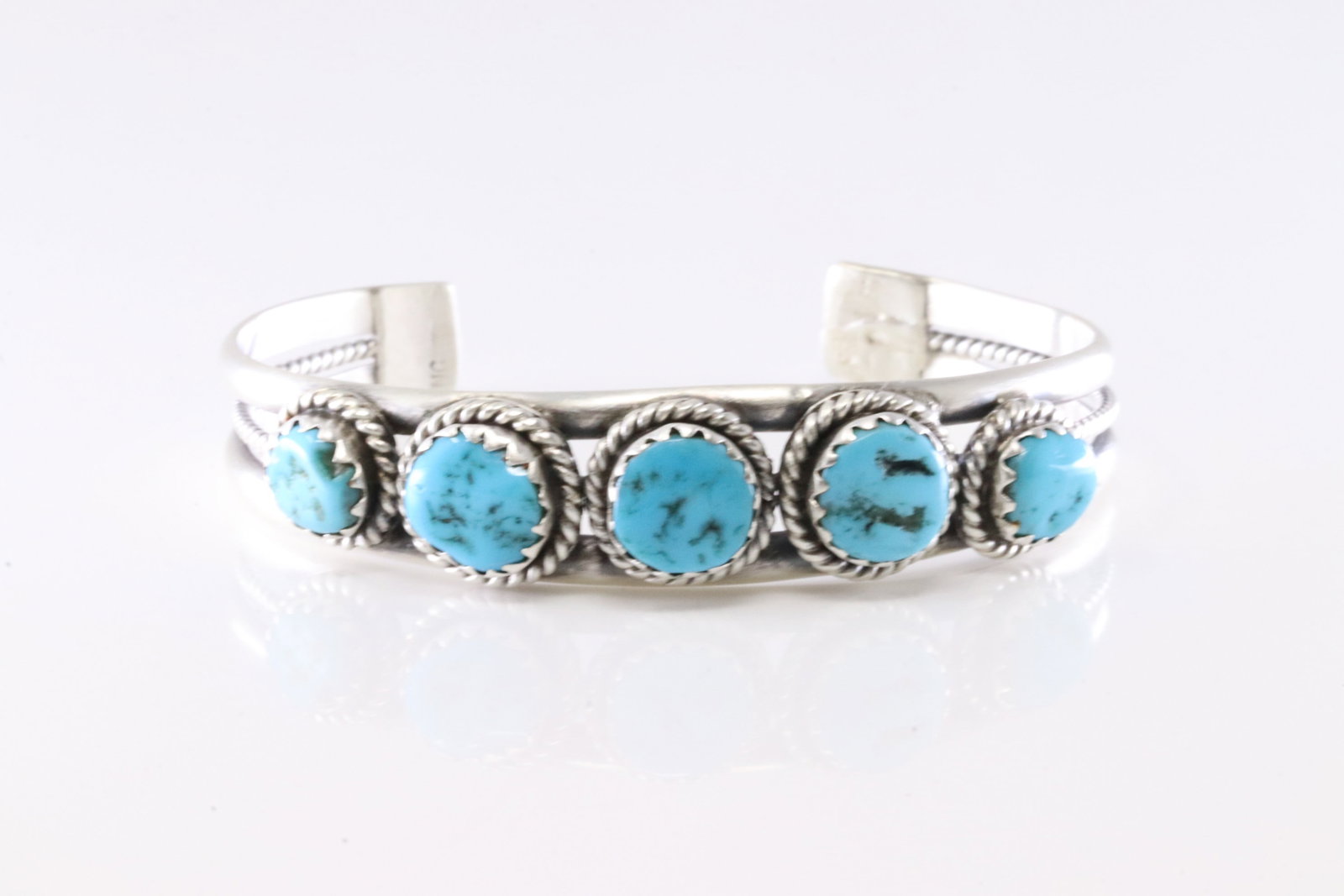 America Sterling Silver Turquoise Baby Bracelet Cuff. (1 of 4)