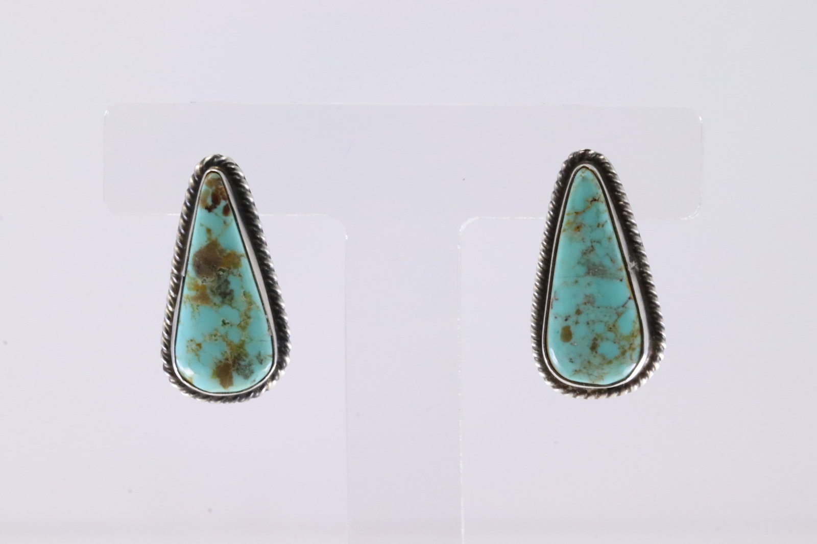 Native America Navajo Sterling Silver Turquoise Post Earring's By C. Belone.: This is a Native America Navajo Sterling Silver Turquoise Post Earring's By C. Belone. Stamp C. Belone.