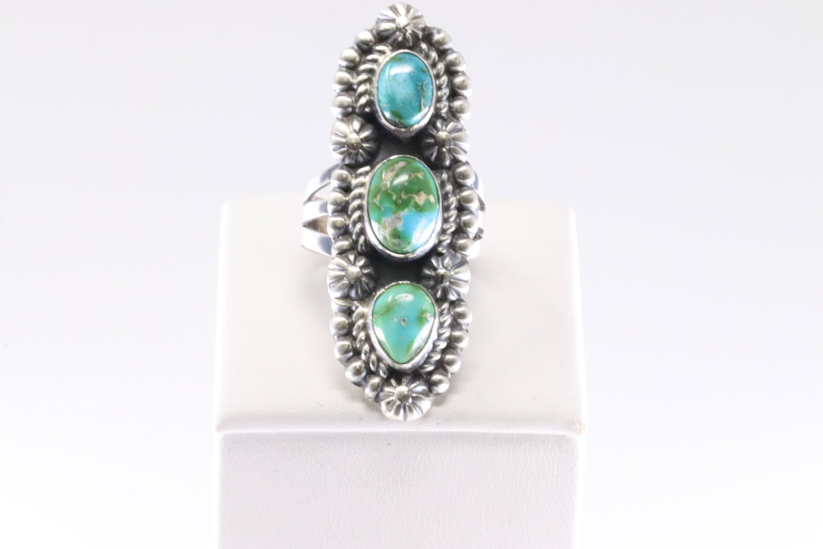 Native America Navajo Sterling Silver Sonora Gold Turquoise Ring By JJJ. (1 of 4)