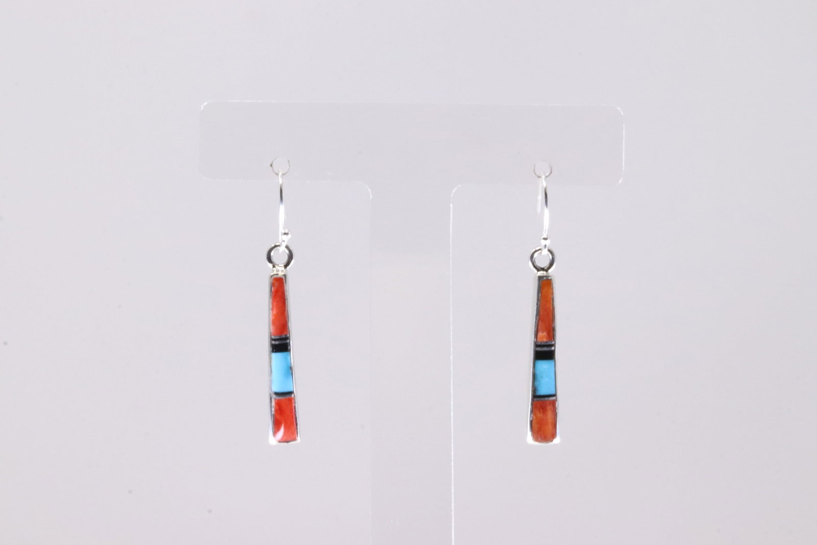 Native America Navajo Sterling Silver Multicolor Stone Inlay Dangling Earring's By Rick Tolino. (1 of 3)