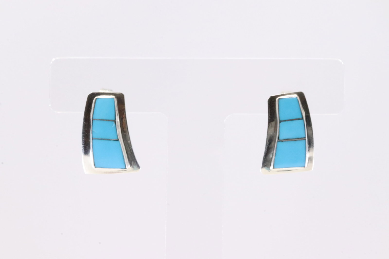 Native America Navajo Sterling Silver Turquoise Inlay Post Earring's By T. (1 of 3)
