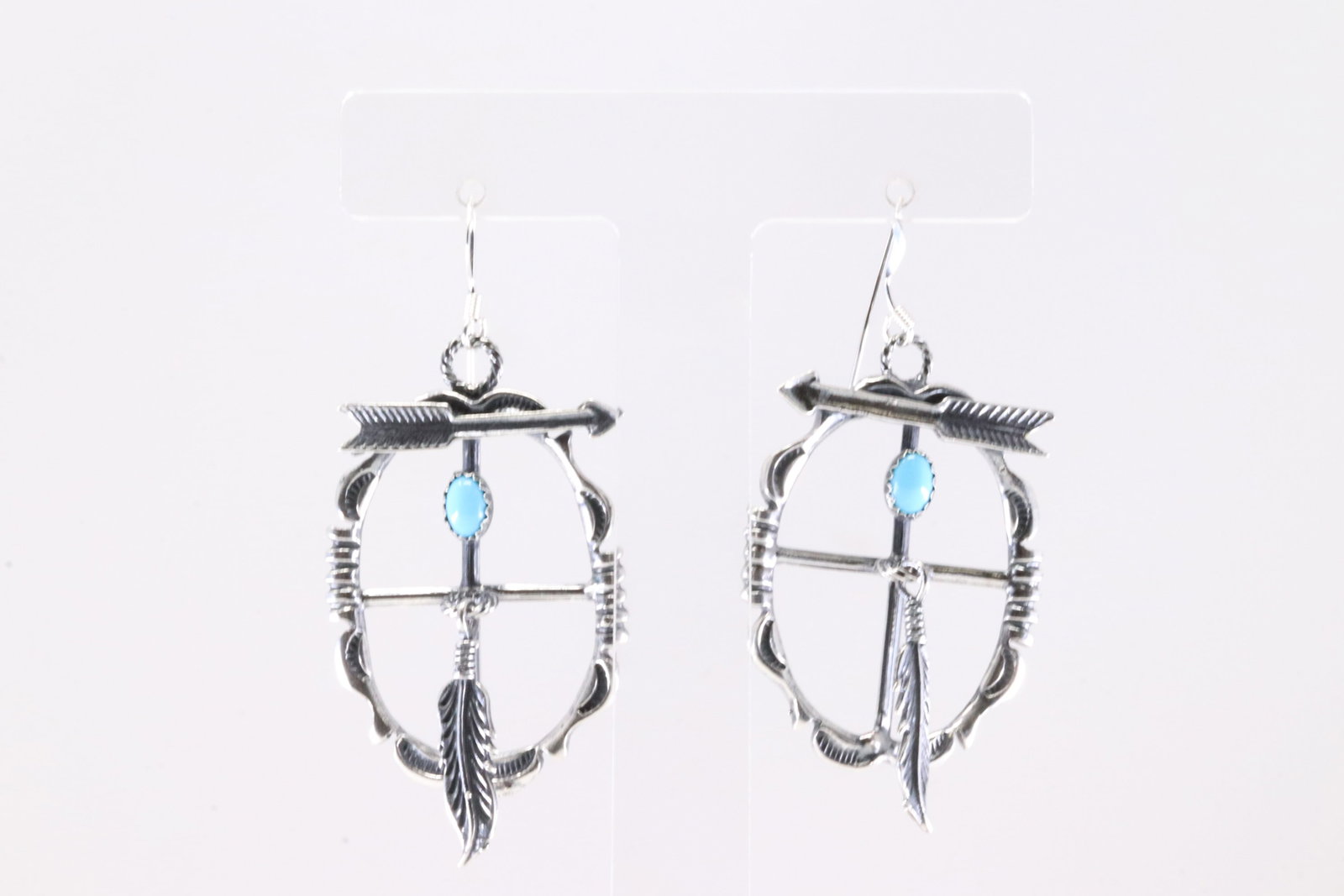 America Sterling Silver Turquoise Dangling Earring's. (1 of 4)