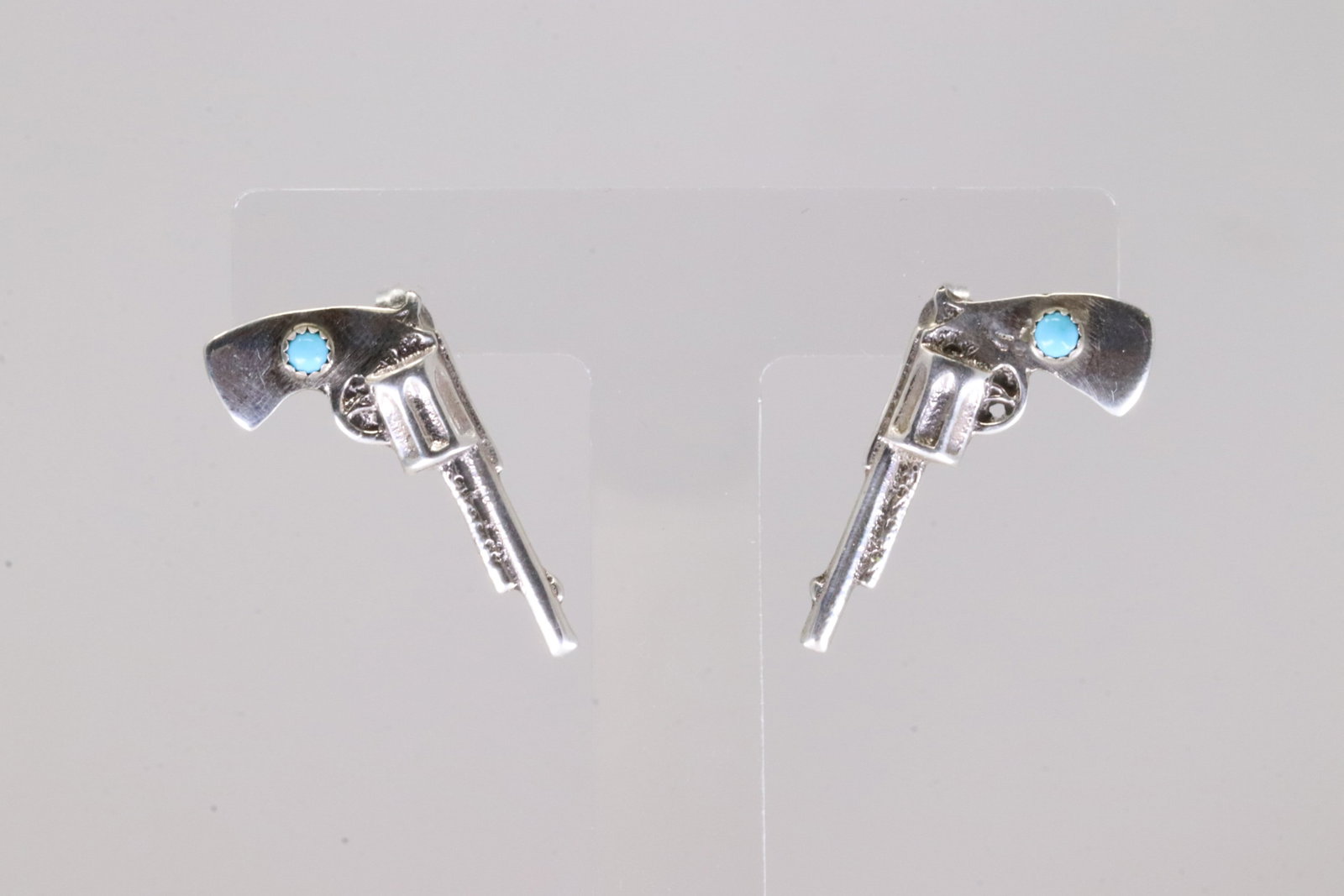 Native America Navajo Sterling Silver Turquoise Pistol Post Earring's By Robby Manuelito. (1 of 4)