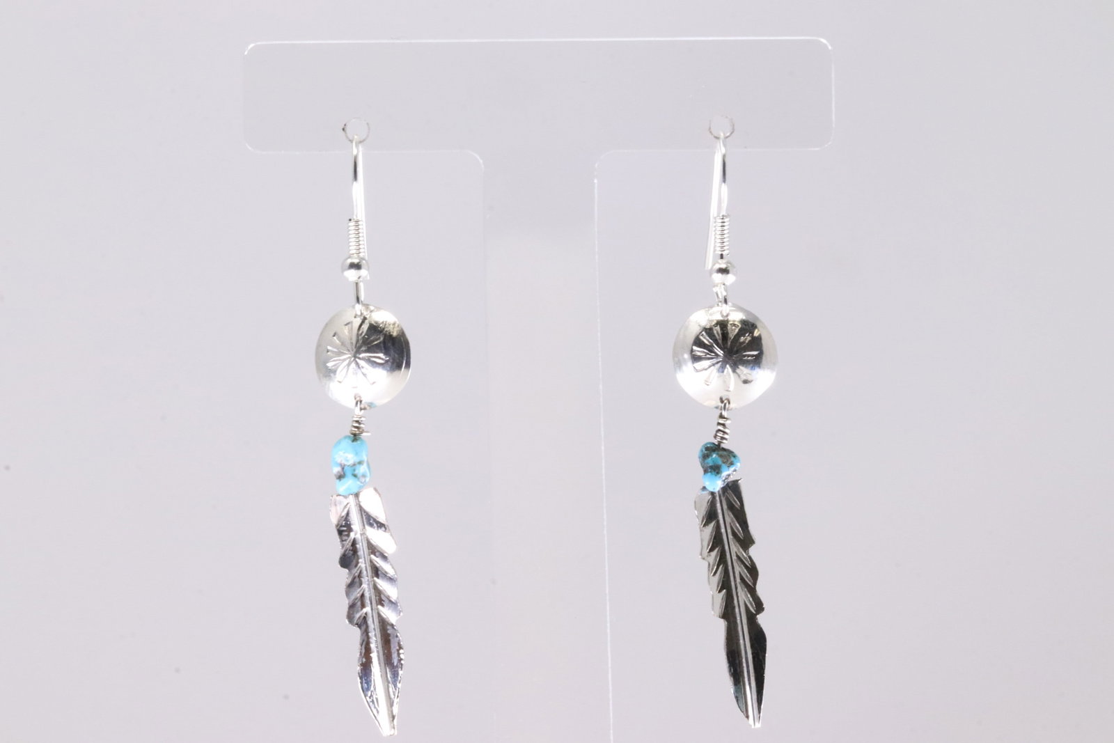 America Sterling Silver Turquoise Dangling Earring's.: This is a America Sterling Silver Turquoise Dangling Earring's.