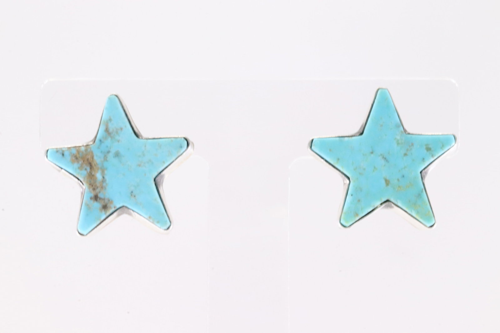 Native America Navajo Sterling Silver Kingman Turquoise Star Post Earring's By Donovan Skeets. (1 of 4)