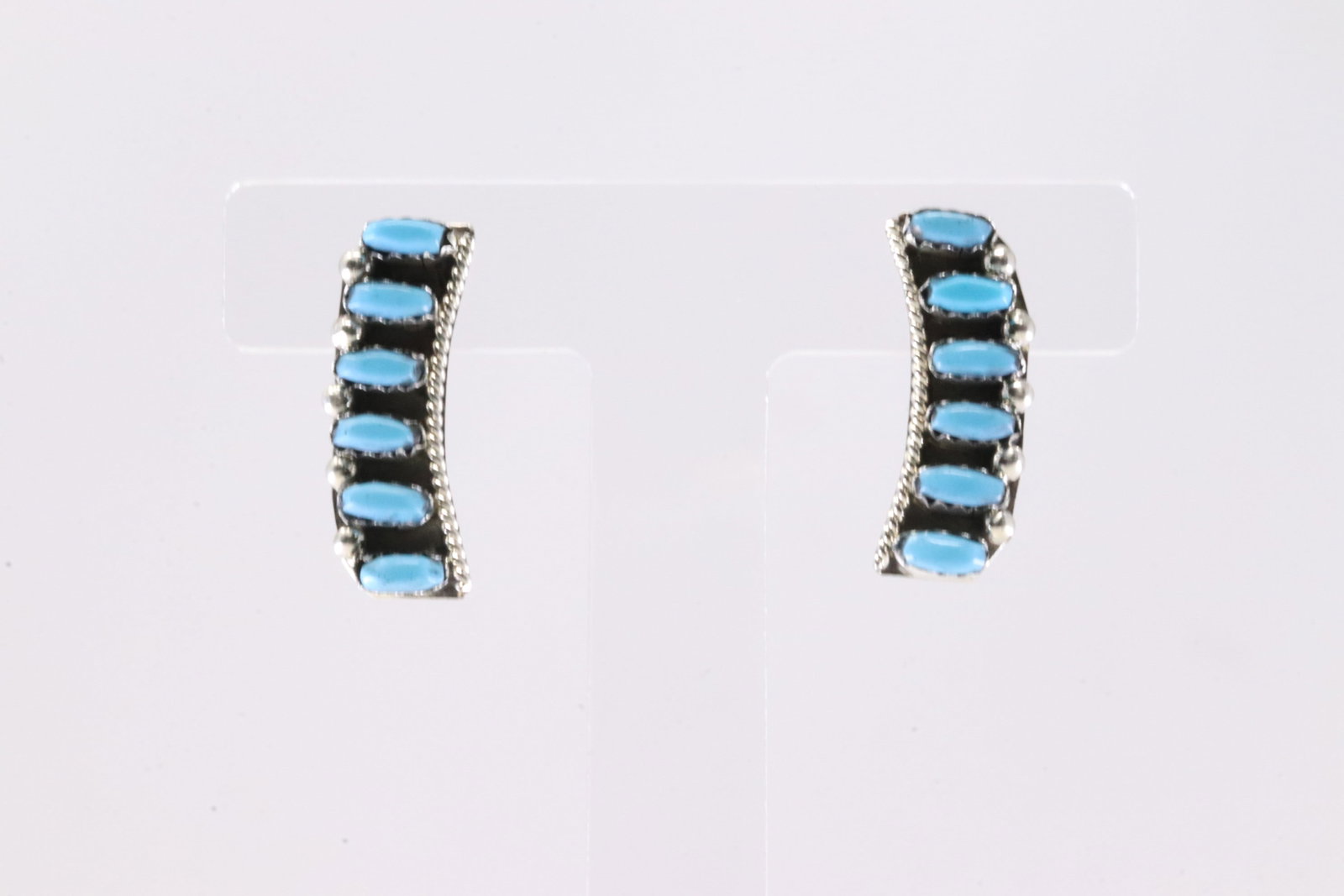 Native America Zuni Sterling Silver Turquoise Post Earring's By Veronica Martza. (1 of 4)