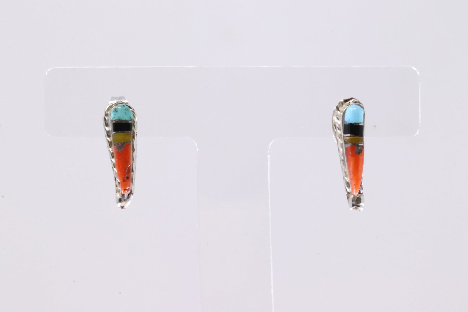 America Sterling Silver Multicolor Stone Post Earring's.: This is a America Sterling Silver Multicolor Stone Post Earring's.