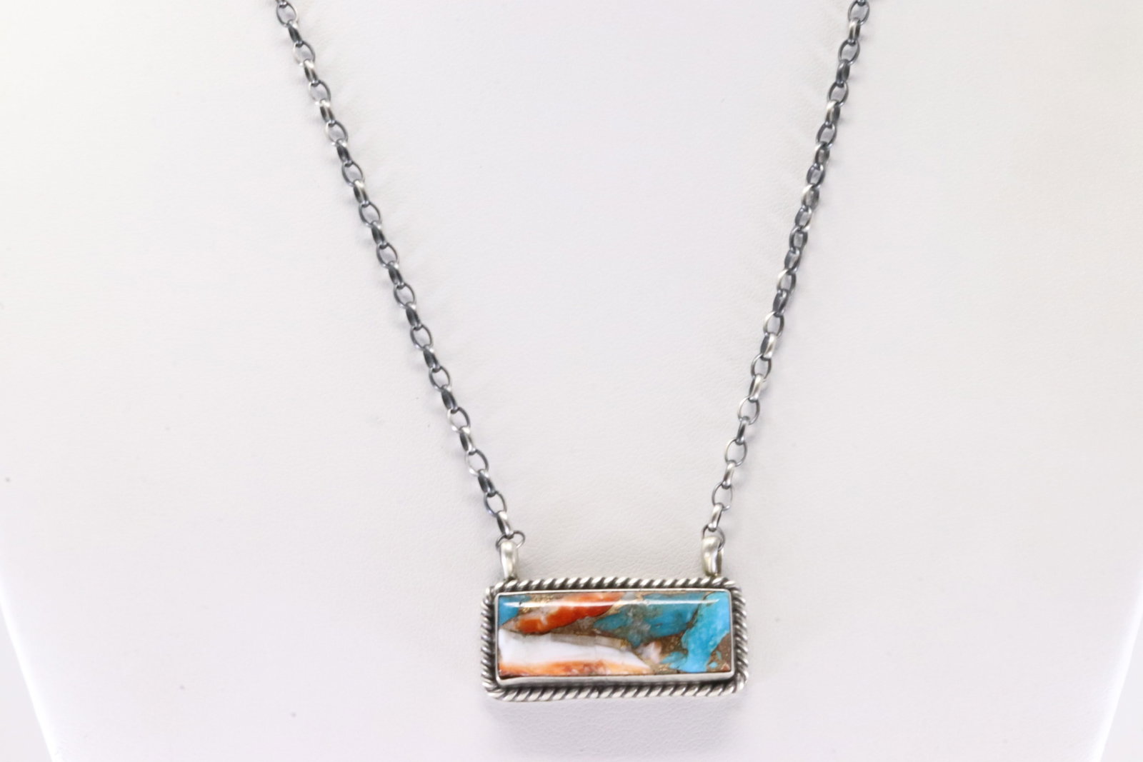 Native America Navajo Sterling Silver Orange Krush Necklace By Johnny Dixon. (1 of 4)