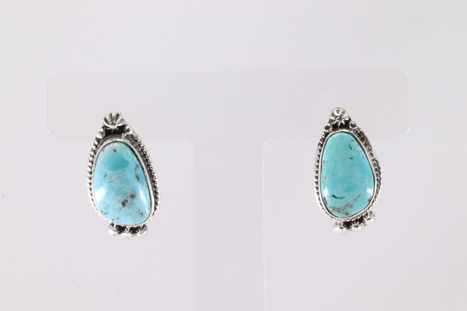 Native America Navajo Sterling Silver Turquoise Post Earring's By Sharon McCarthy.: This is a Native America Navajo Sterling Silver Turquoise Post Earring's By Sharon McCarthy. From R.B Company.