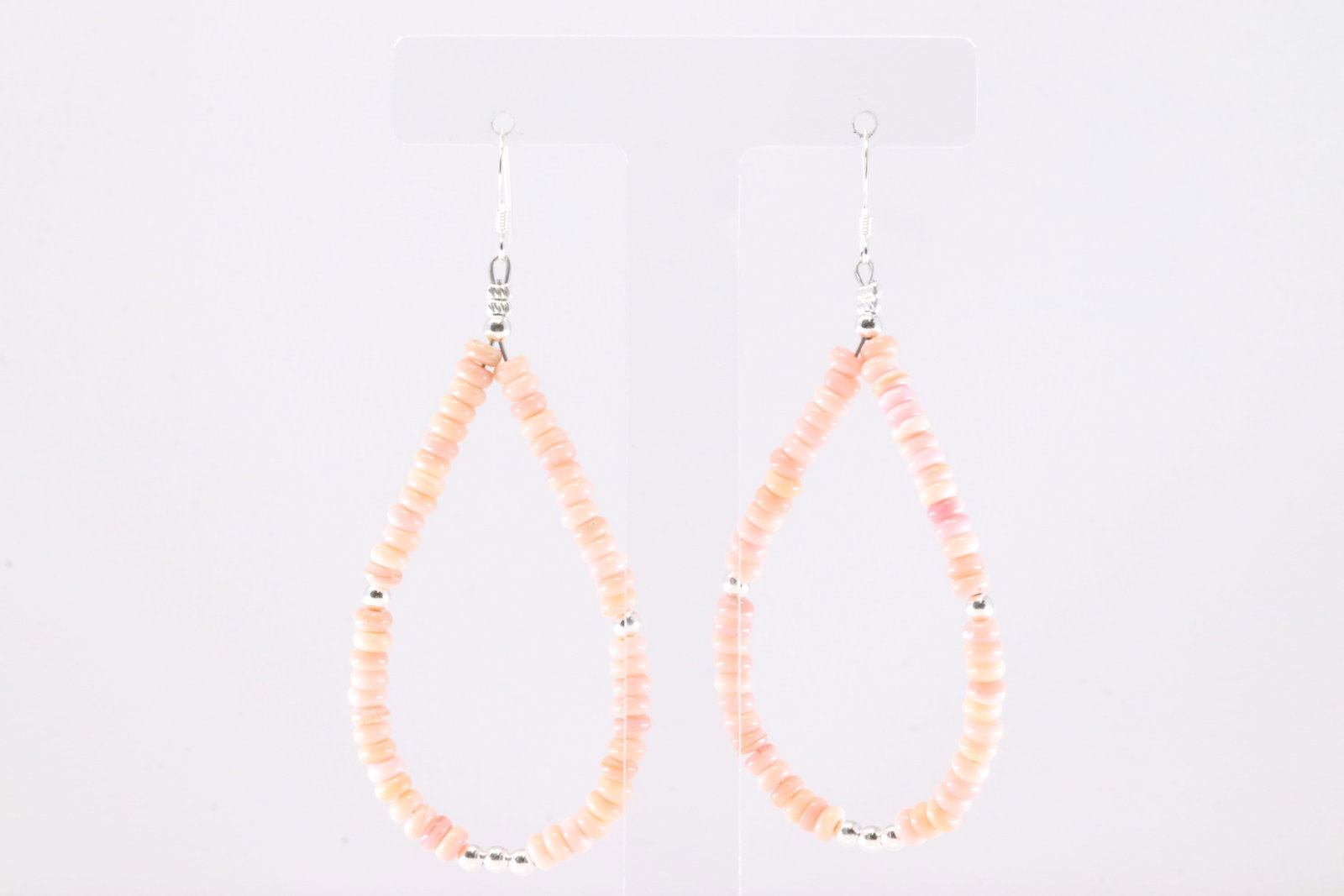 America Sterling Silver Pink Conch Dangling Earring's. (1 of 3)