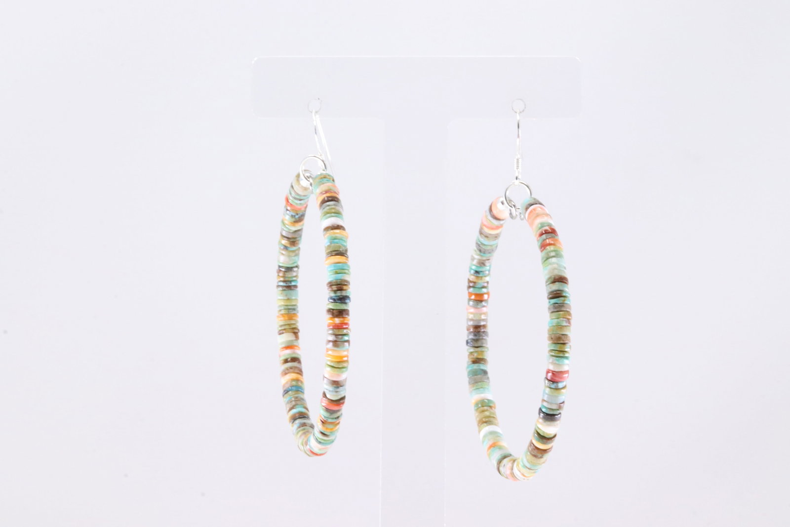 America Sterling Silver Multi-Color Stone Hoop Dangling Earring's.: This is a America Sterling Silver Multi-Color Stone Hoop Dangling Earring's.